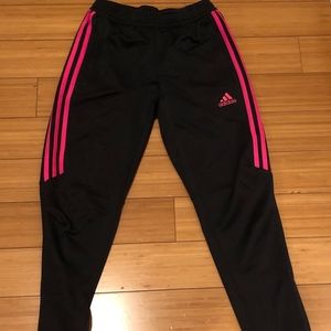 Adidas sweatpants with pink stripe